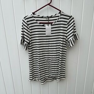 Green Envelope Stripped Ruffle Sleeve Top Size S